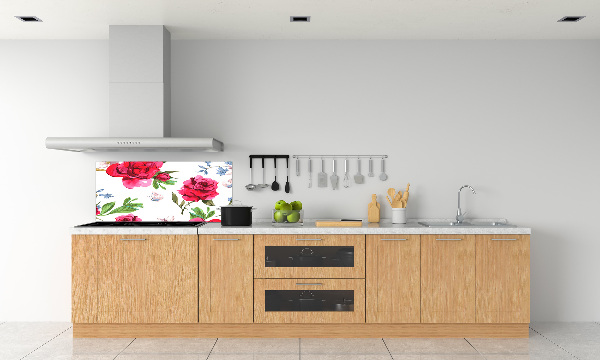 Kitchen splashback Red roses