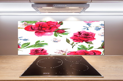 Kitchen splashback Red roses