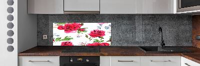 Kitchen splashback Red roses