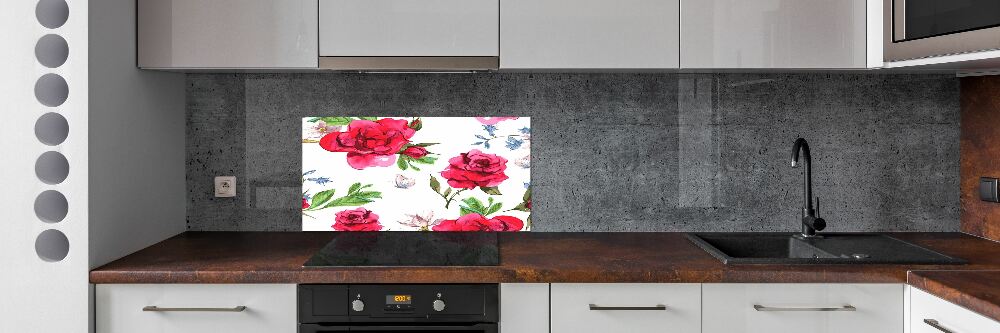 Kitchen splashback Red roses