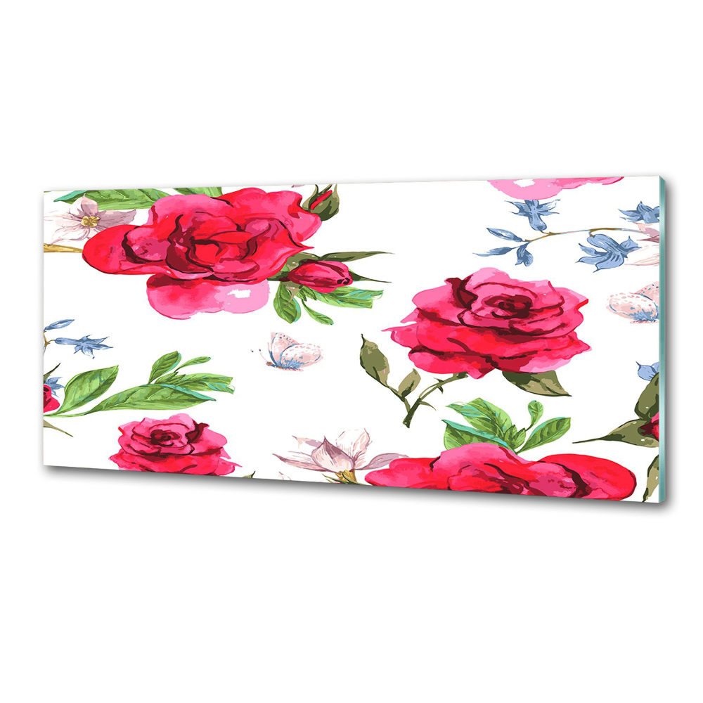 Kitchen splashback Red roses