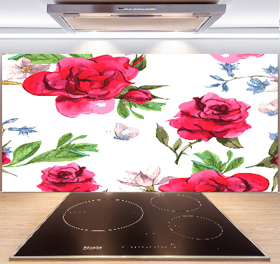 Kitchen splashback Red roses