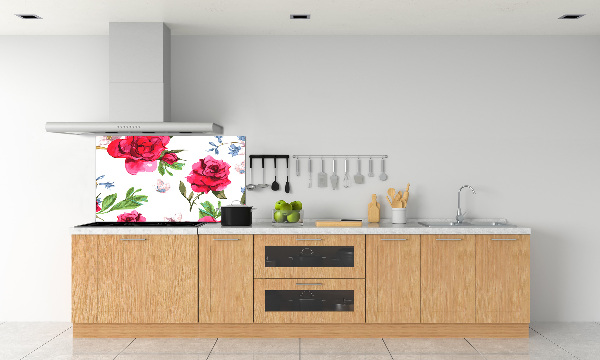 Kitchen splashback Red roses