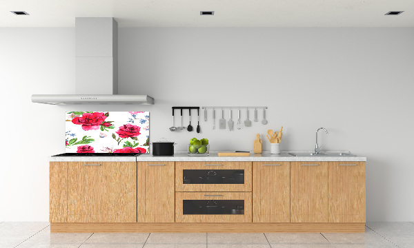 Kitchen splashback Red roses