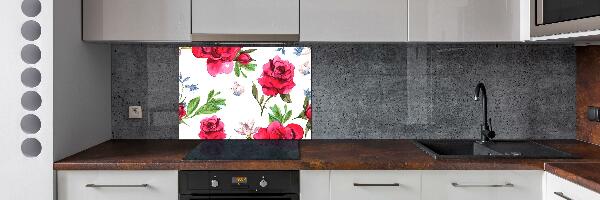 Kitchen splashback Red roses