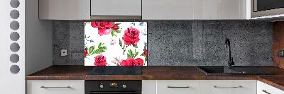 Kitchen splashback Red roses