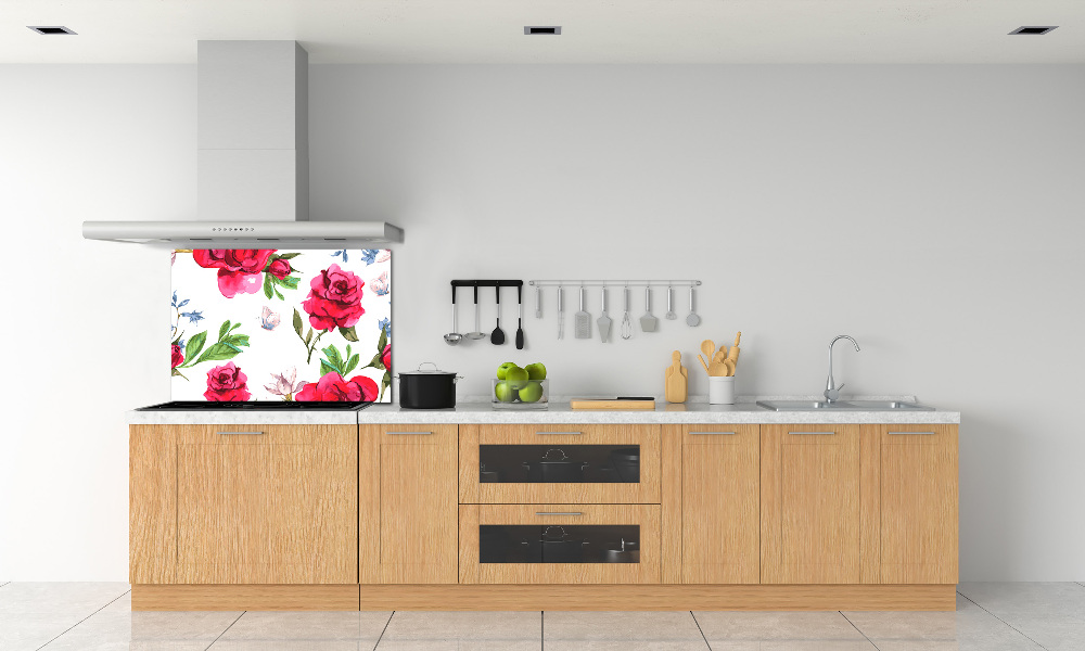 Kitchen splashback Red roses