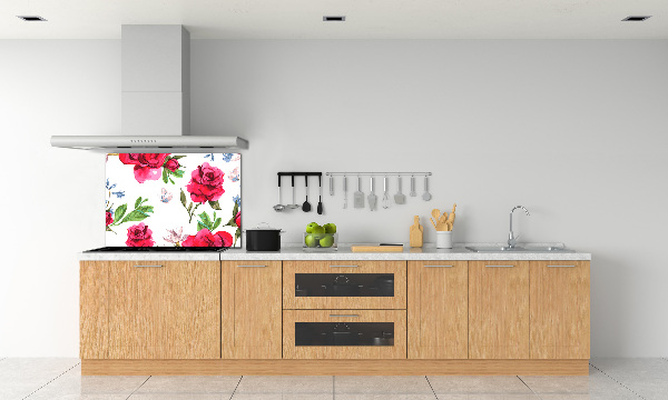 Kitchen splashback Red roses