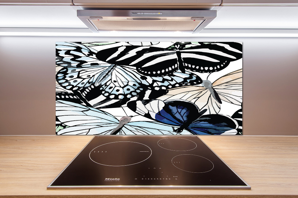 Kitchen splashback Butterflies and flowers