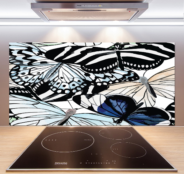 Kitchen splashback Butterflies and flowers