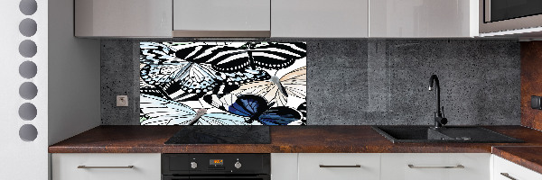 Kitchen splashback Butterflies and flowers