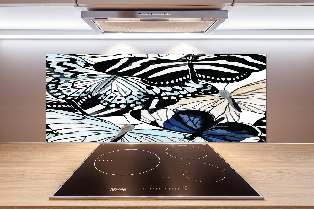 Kitchen splashback Butterflies and flowers