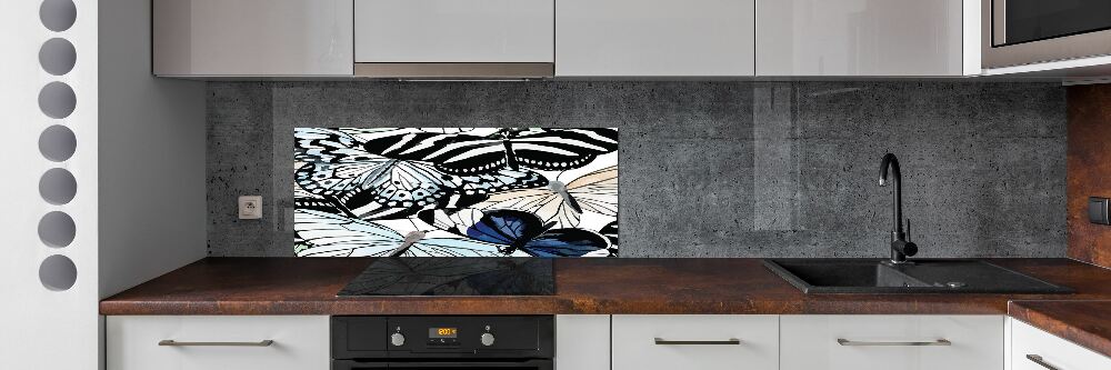 Kitchen splashback Butterflies and flowers