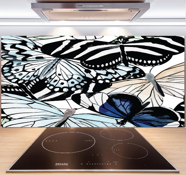 Kitchen splashback Butterflies and flowers