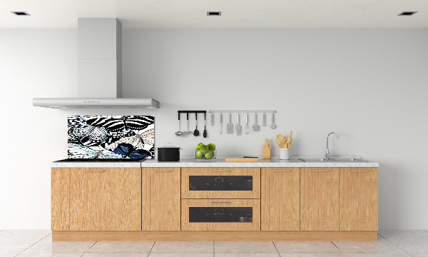 Kitchen splashback Butterflies and flowers