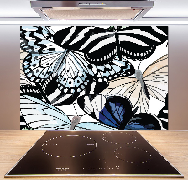 Kitchen splashback Butterflies and flowers