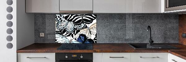 Kitchen splashback Butterflies and flowers