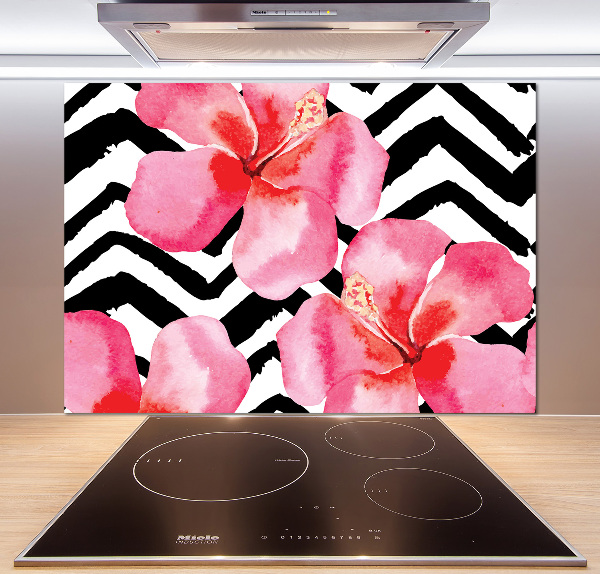 Kitchen splashback Hawaiian flowers