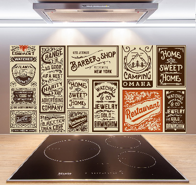 Glass splashback Ads and labels