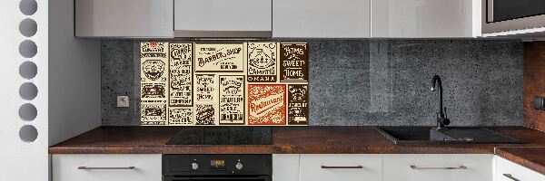 Glass splashback Ads and labels