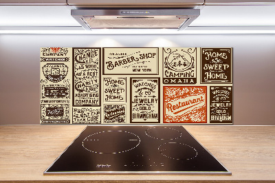 Glass splashback Ads and labels