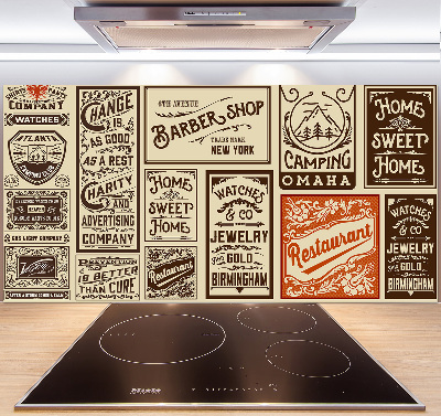 Glass splashback Ads and labels