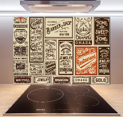 Glass splashback Ads and labels