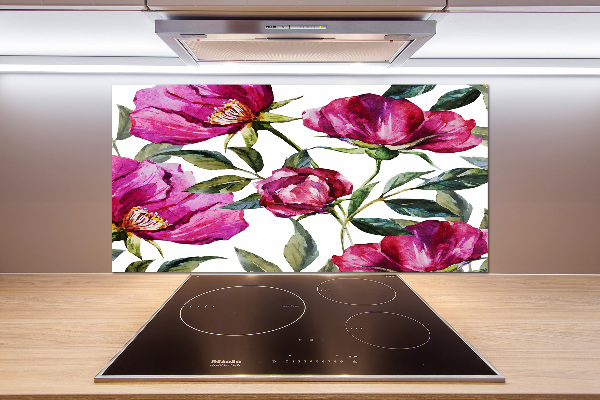 Cooker splashback Pink peonies