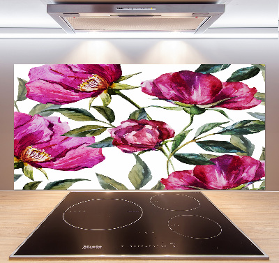 Cooker splashback Pink peonies