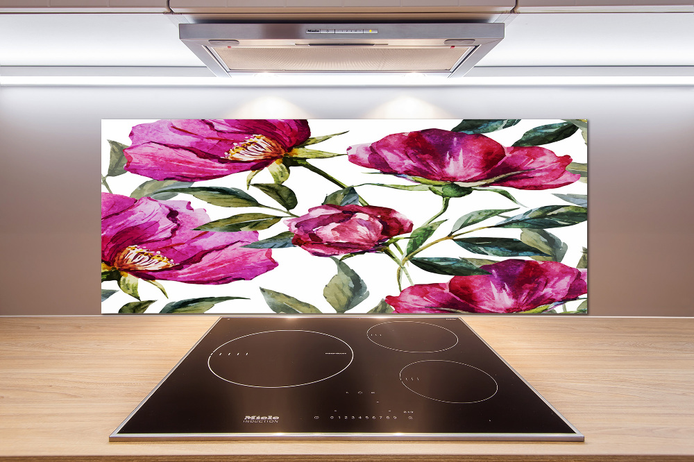 Cooker splashback Pink peonies