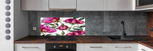 Cooker splashback Pink peonies