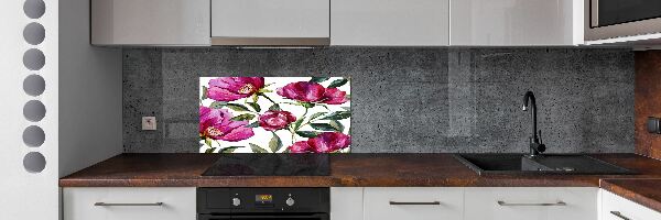 Cooker splashback Pink peonies