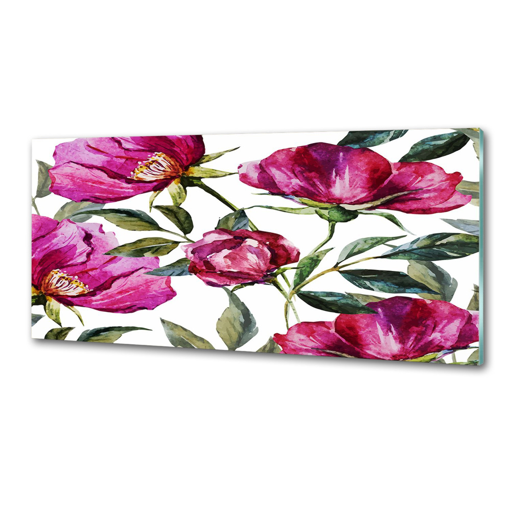 Cooker splashback Pink peonies