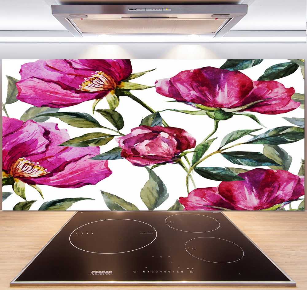 Cooker splashback Pink peonies