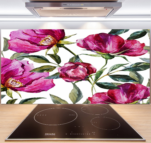 Cooker splashback Pink peonies