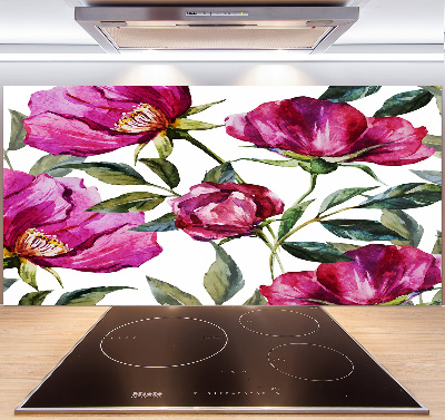 Cooker splashback Pink peonies