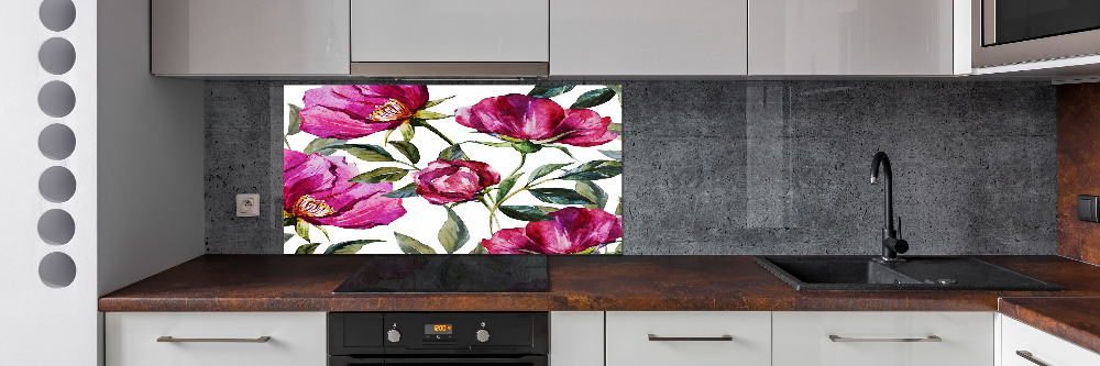 Cooker splashback Pink peonies