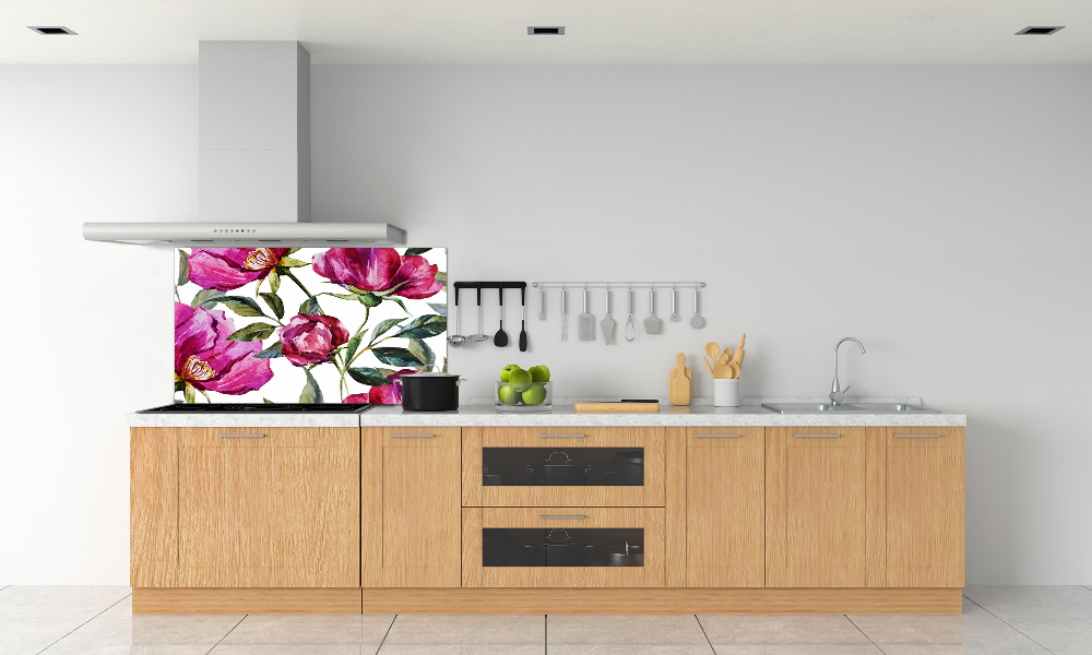 Cooker splashback Pink peonies