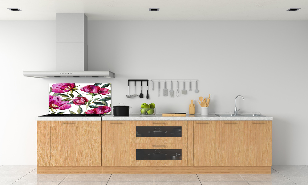 Cooker splashback Pink peonies