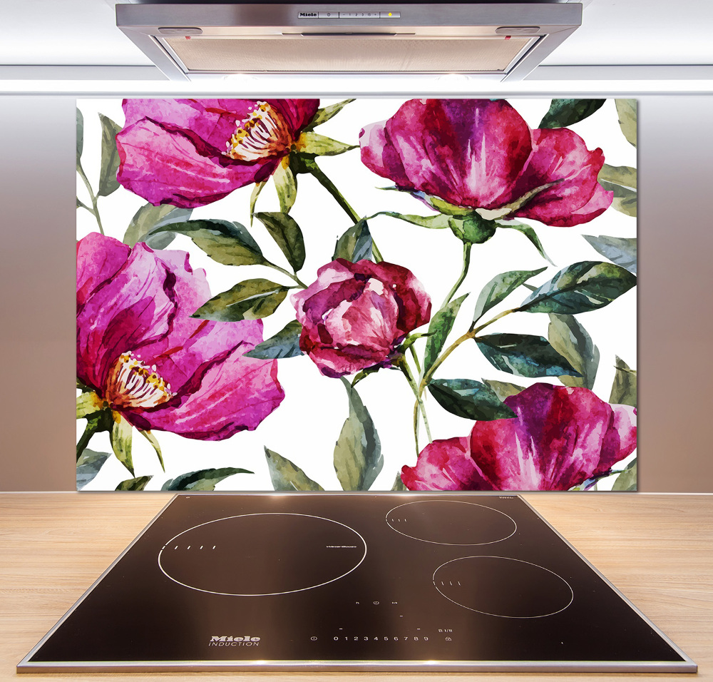 Cooker splashback Pink peonies