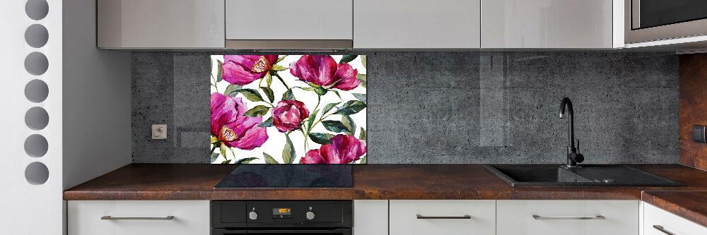 Cooker splashback Pink peonies