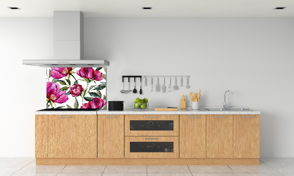 Cooker splashback Pink peonies