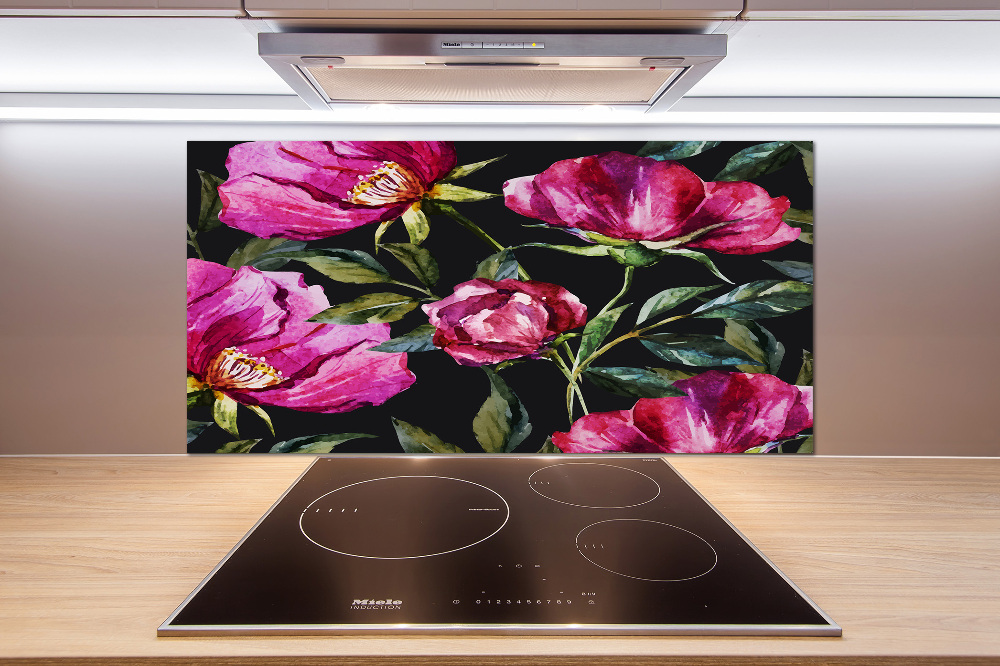 Cooker splashback Pink peonies