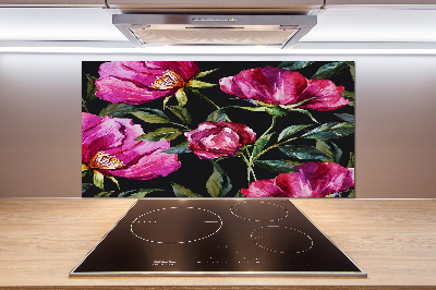 Cooker splashback Pink peonies