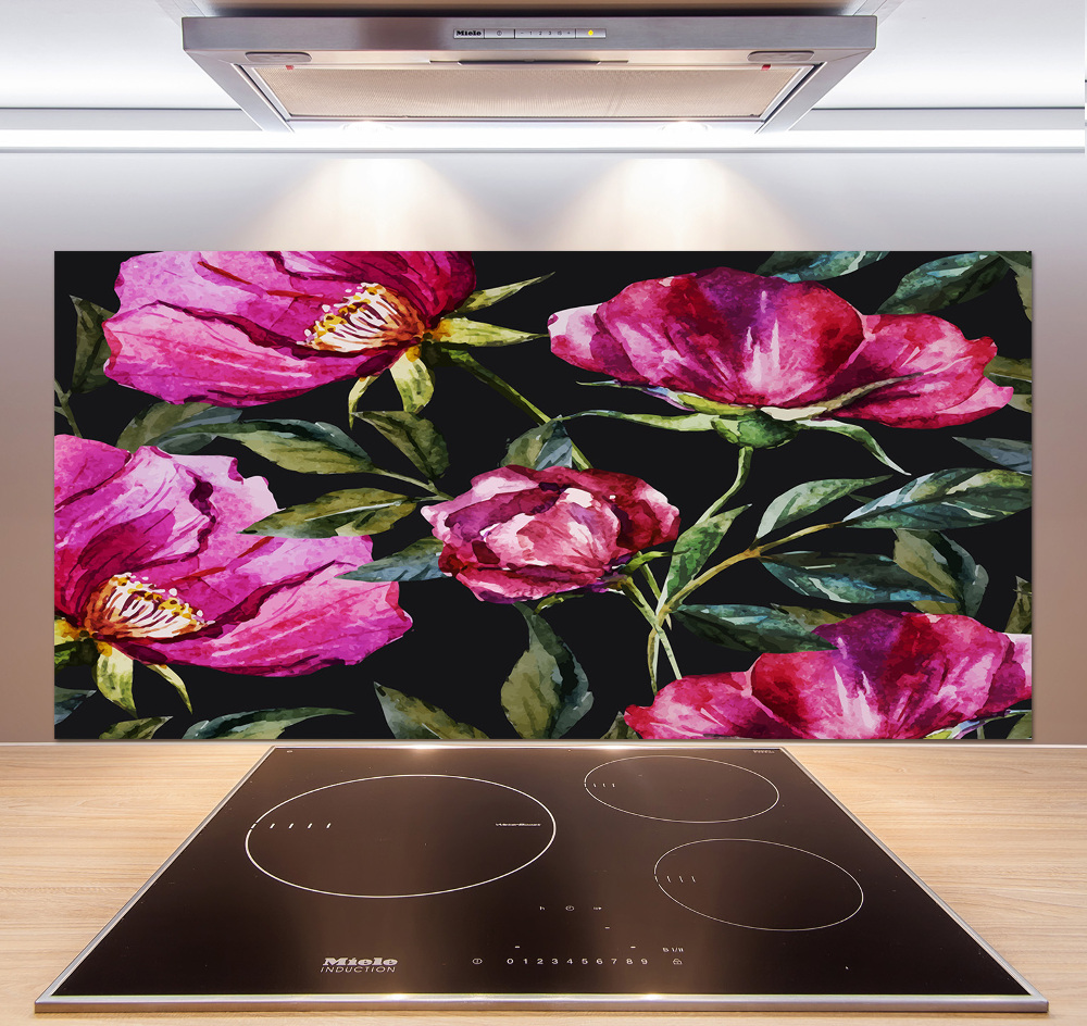 Cooker splashback Pink peonies