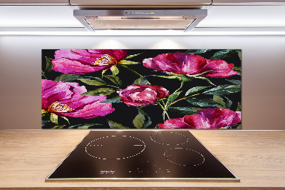 Cooker splashback Pink peonies