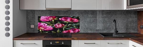 Cooker splashback Pink peonies