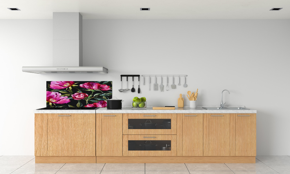 Cooker splashback Pink peonies