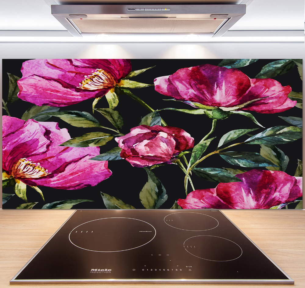 Cooker splashback Pink peonies