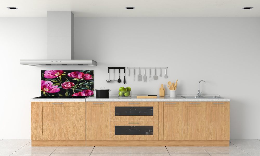 Cooker splashback Pink peonies